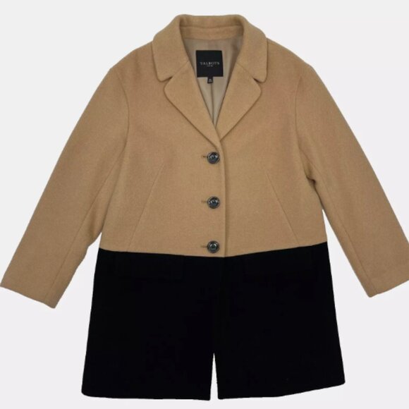 Talbots‎ Petites Colorblock Wool Viscose Coat - Picture 3 of 13